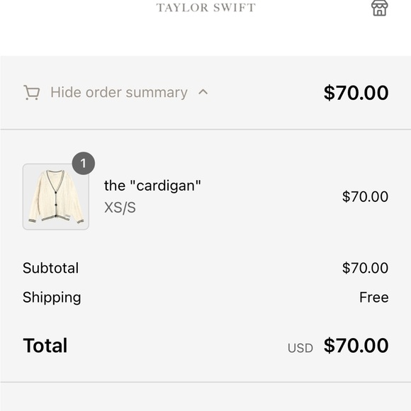 NEW Authentic Taylor Swift Folklore Cardigan XS/S - Picture 3 of 4